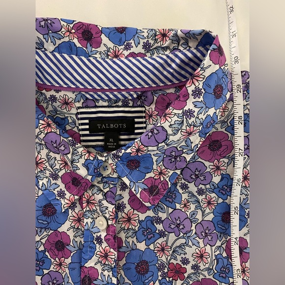 Talbots Blue and Purple Floral Button Down Shirt - Picture 10 of 11
